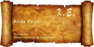 Koda Erik névjegykártya